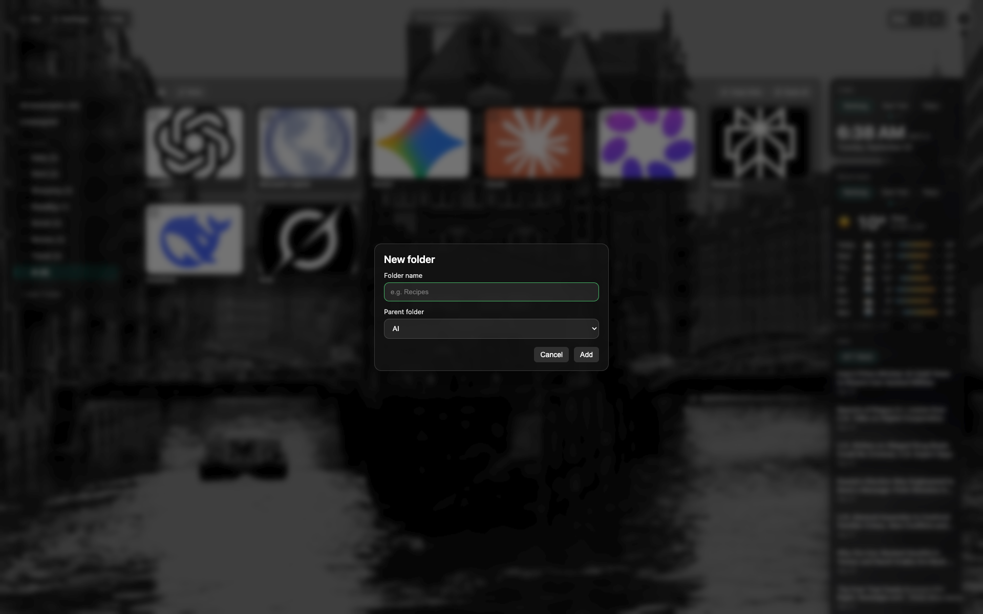 New folder modal