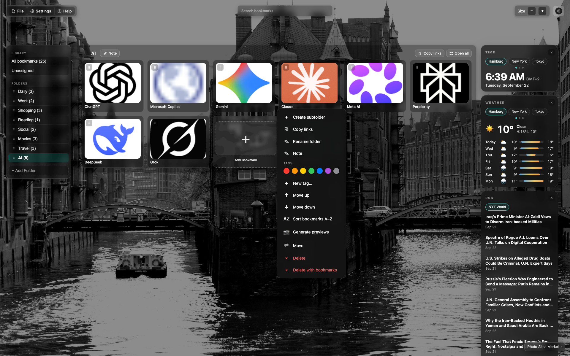 Folder right-click in the sidebar