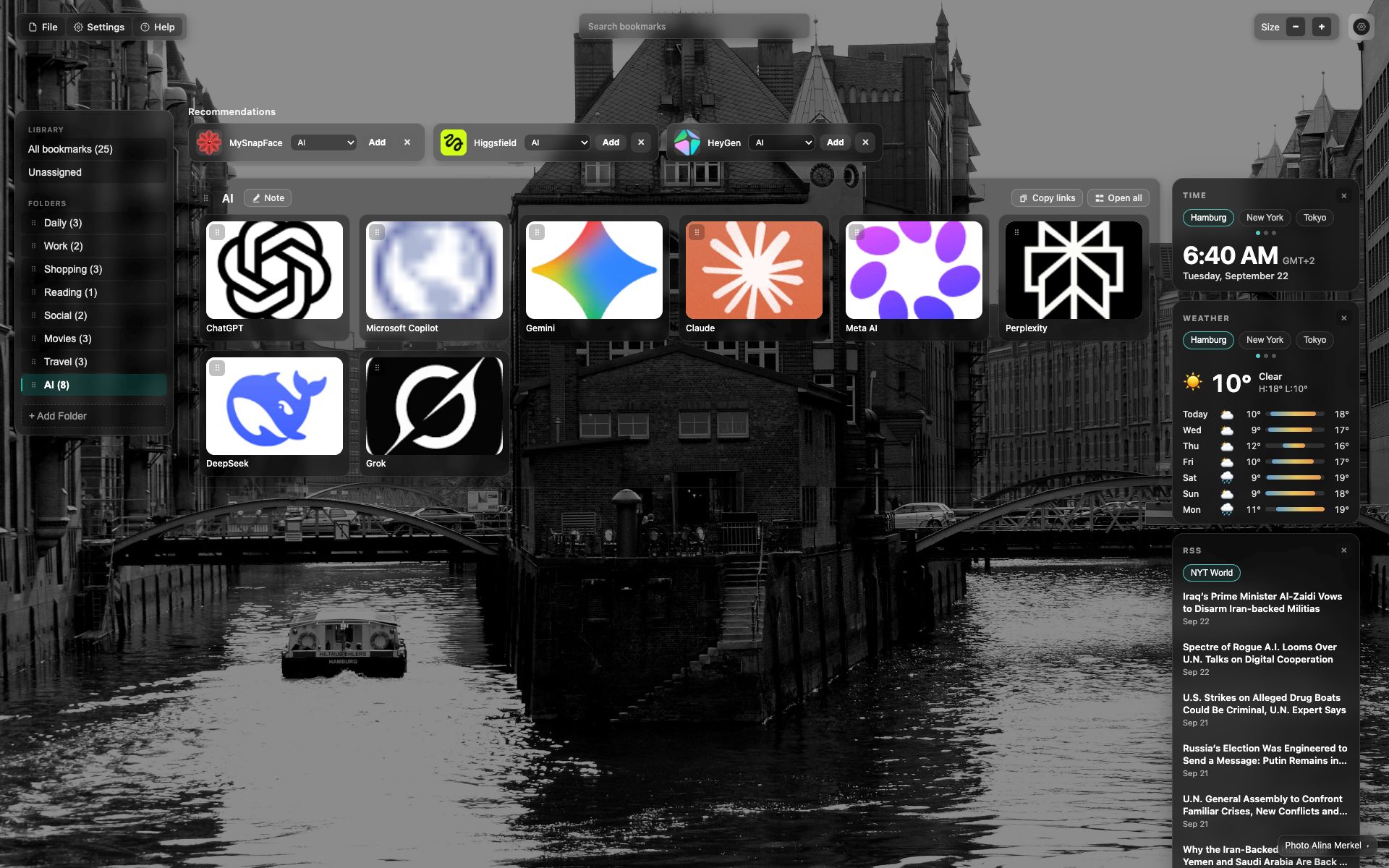 The "Recommendations" block above the grid