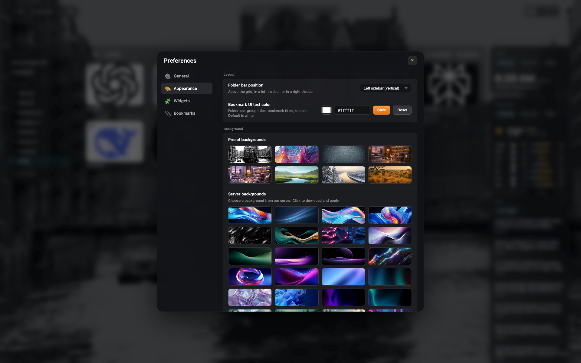 Presets in Appearance